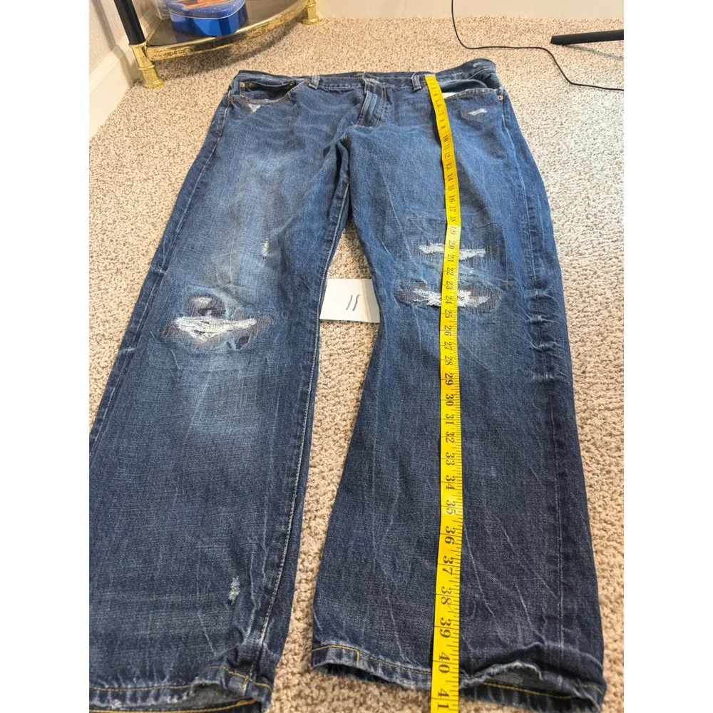 Polo Ralph Lauren Classic Fit Distressed Repaired Blue Jeans 40x32 Mens